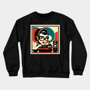 Vintage Vinyl Geek Kid Crewneck Sweatshirt